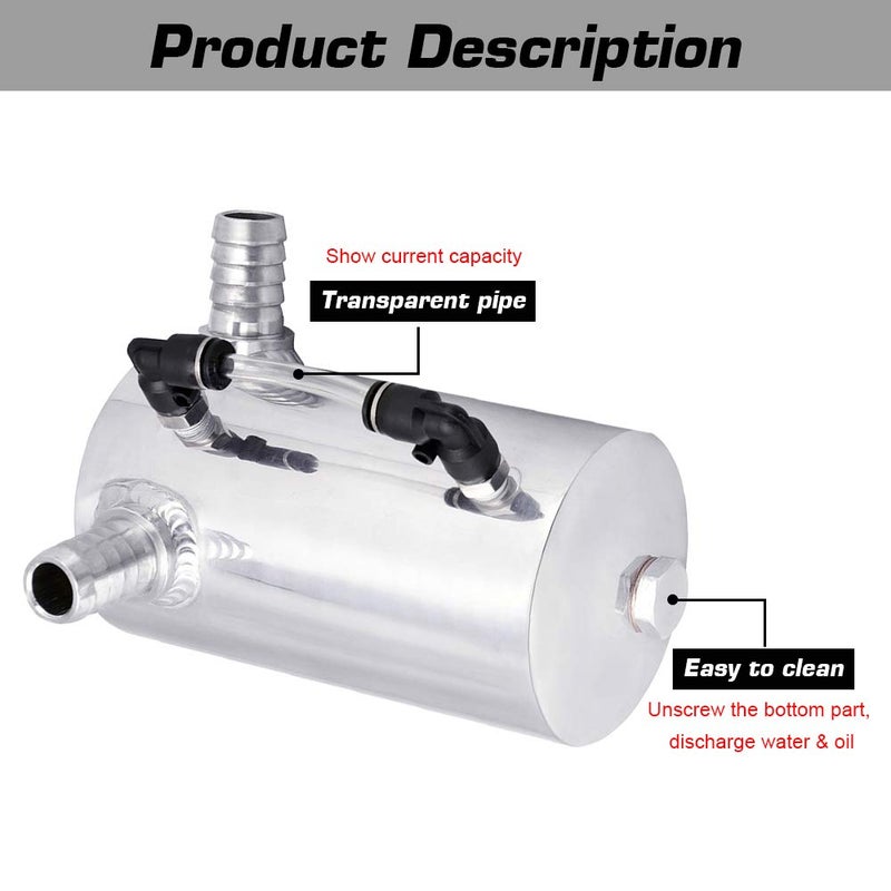 SPELAB Oil Catch Can Breather Tank Reservoir 0.5L Polished Aluminum with 19mm 3/4â€ Barb Inlet Outlet Silver - Image 5